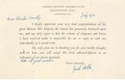 JACK HOBBS 1953 - SIGNED CARD RELATING TO HIS KNIGHTHOOD