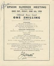 EPSOM SUMMER MEETING 1958 - OAKS DAY RACE PROGRAMME