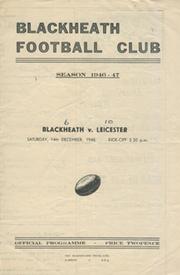 BLACKHEATH V LEICESTER 1946 RUGBY PROGRAMME