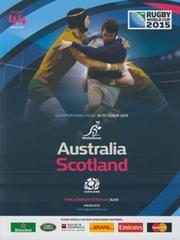 AUSTRALIA V SCOTLAND 2015 RUGBY WORLD CUP PROGRAMME (QUARTER-FINAL)
