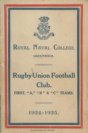 ROYAL NAVAL COLLEGE (GREENWICH) R.F.C. FIXTURES LIST 1924-25
