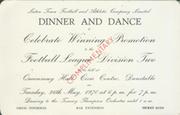 LUTON TOWN DINNER AND DANCE 1970 (TO CELEBRATE WINNING PROMOTION) INVITATION CARD