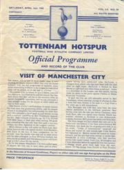 TOTTENHAM HOTSPUR V MANCHESTER CITY 1959-60 FOOTBALL PROGRAMME