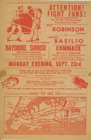SUGAR RAY ROBINSON V CARMEN BASILIO 1957 BOXING ADVERTISING POSTER