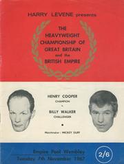 HENRY COOPER V BILLY WALKER 1967 BOXING PROGRAMME