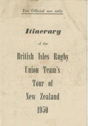 BRITISH LIONS TOUR TO NEW ZEALAND & AUSTRALIA 1950 INTINERARY
