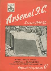 ARSENAL V BLACKPOOL1949-50 FOOTBALL PROGRAMME 