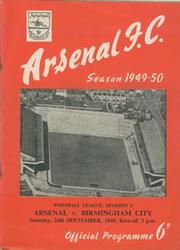 ARSENAL V BIRMINGHAM CITY 1949-50 FOOTBALL PROGRAMME