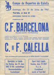 CALELLA V BARCELONA 1967 SPANISH FOOTBALL POSTER
