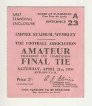 BISHOP AUCKLAND V PEGASUS 1951 AMATEUR CUP FINAL FOOTBALL TICKET