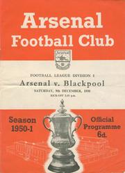 ARSENAL V BLACKPOOL 1950-51 FOOTBALL PROGRAMME
