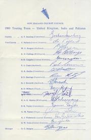 NEW ZEALAND 1969 (TOUR TO UK, INDIA AND PAKISTAN) CRICKET AUTOGRAPHS