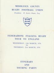 ITALY RUGBY TOUR TO ENGLAND 1974 ITINERARY AND TOUR PARTY