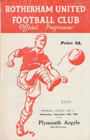 ROTHERHAM UNITED V PLYMOUTH ARGYLE 1959-60 FOOTBALL PROGRAMME