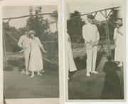 SUZANNE LENGLEN WITH FRANCIS FISHER (NEW ZEALAND) TENNIS PHOTOGRAPHS X2