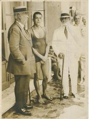 ALBERTO ZORRILLA (ARGENTINA) 1929 SWIMMING PRESS PHOTOGRAPH - FIRST SOUTH AMERICAN OLYMPIC SWIMMING GOLD MEDALLIST