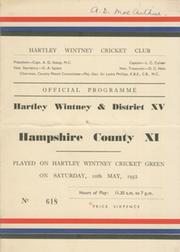 HARTLEY WINTNEY & DISTRICT V HAMPSHIRE COUNTY XI 1952 CRICKET SCORECARD