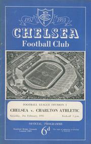 CHELSEA V CHARLTON ATHLETIC 1952-53 FOOTBALL PROGRAMME