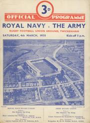 ROYAL NAVY  V THE ARMY 1950 RUGBY PROGRAMME