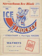 STREATHAM V HARRINGAY RACERS 1950-51 ICE HOCKEY PROGRAMME