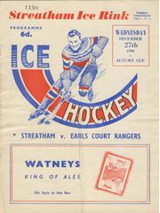 STREATHAM V EARLS COURT RANGERS 1950-51 ICE HOCKEY PROGRAMME