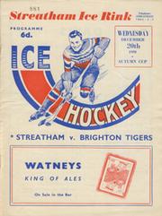 STREATHAM V BRIGHTON TIGERS 1950-51 ICE HOCKEY PROGRAMME