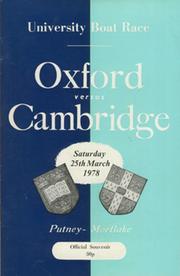 OXFORD V CAMBRIDGE UNIVERSITY BOAT RACE 1978 ROWING PROGRAMME