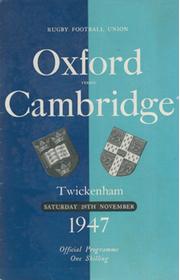 OXFORD V CAMBRIDGE 1947 RUGBY PROGRAMME