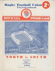 NORTH V SOUTH 1934 RUGBY PROGRAMME