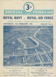ROYAL NAVY V ROYAL AIR FORCE 1951 RUGBY PROGRAMME