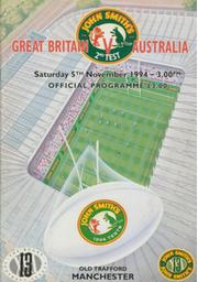 GREAT BRITAIN V AUSTRALIA 1994 (2ND TEST) RUGBY LEAGUE PROGRAMME