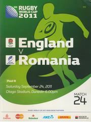 ENGLAND V ROMANIA 2011 RUGBY WORLD CUP PROGRAMME