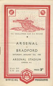 ARSENAL V BRADFORD 1947-48 FOOTBALL PROGRAMME (CHAMPIONSHIP SEASON)