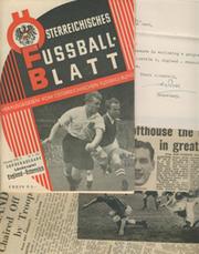 AUSTRIA V ENGLAND 1952 ("LION OF VIENNA") FOOTBALL PROGRAMME - WITH CUTTINGS AND LETTER FROM STANLEY ROUS