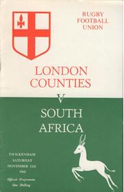 LONDON COUNTIES V SOUTH AFRICA 1960-61 RUGBY PROGRAMME