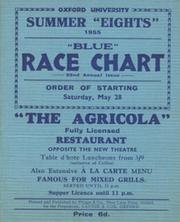 OXFORD UNIVERSITY SUMMER "EIGHTS" 1955 ROWING PROGRAMME