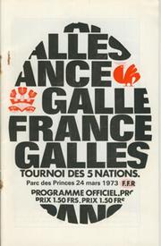 FRANCE V WALES 1973 RUGBY UNION PROGRAMME