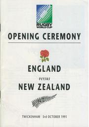 1991 RUGBY WORLD CUP OPENING CEREMONY PROGRAMME - ENGLAND V NEW ZEALAND