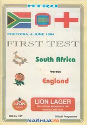 SOUTH AFRICA V ENGLAND 1994 (FIRST TEST) RUGBY PROGRAMME