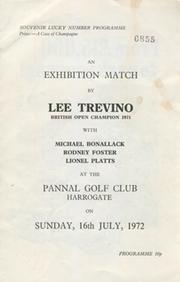 LEE TREVINO EXHIBITION MATCH (PANNAL GOLF CLUB) 1972 GOLF PROGRAMME