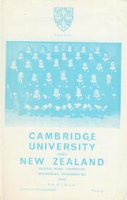 CAMBRIDGE UNIVERSITY V NEW ZEALAND 1972-73 RUGBY PROGRAMME
