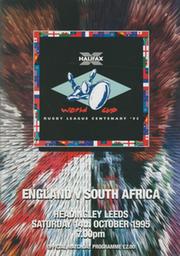 ENGLAND V SOUTH AFRICA 1995 RUGBY LEAGUE PROGRAMME (WORLD CUP) 