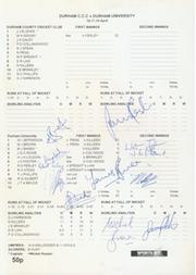 DURHAM V DURHAM UNIVERSITY 2001 CRICKET SCORECARD (FULLY SIGNED BY UNIVERSITY TEAM)