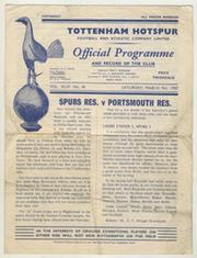 TOTTENHAM HOTSPUR RESERVES V PORTSMOUTH RESERVES 1956-57 FOOTBALL PROGRAMME