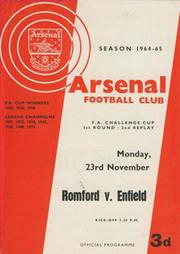 ROMFORD V ENFIELD (FA CUP 2ND REPLAY) 1964-65 FOOTBALL PROGRAMME - AT HIGHBURY