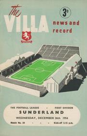 ASTON VILLA V SUNDERLAND 1956-57 FOOTBALL PROGRAMME