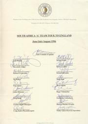SOUTH AFRICA "A" TOUR OF ENGLAND 1996 CRICKET AUTOGRAPH SHEET