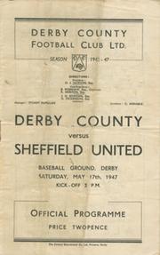 DERBY COUNTY V SHEFFIELD UNITED 1946-47 FOOTBALL PROGRAMME