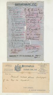 BIRMINGHAM CITY FOOTBALL CLUB AUTOGRAPHS 1930-31