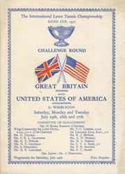 GREAT BRITAIN V UNITED STATES OF AMERICA 1937 (DAVIS CUP) TENNIS PROGRAMME